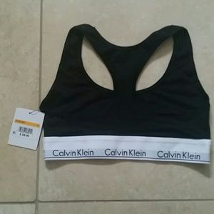 CK Calvin Klein Logo Sports Bra (S, Black) NWT